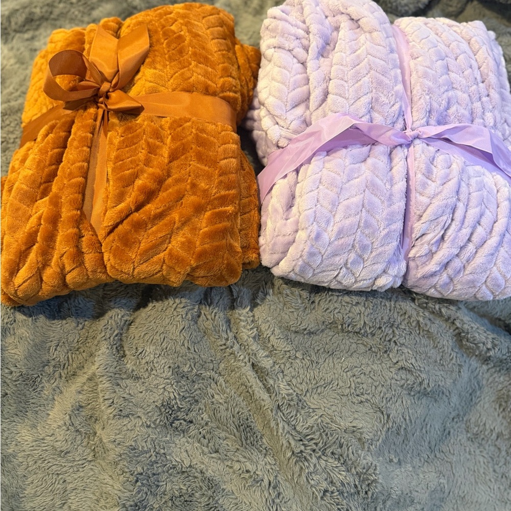 Luxurious Throw Blanket - Orange Lavender Pink